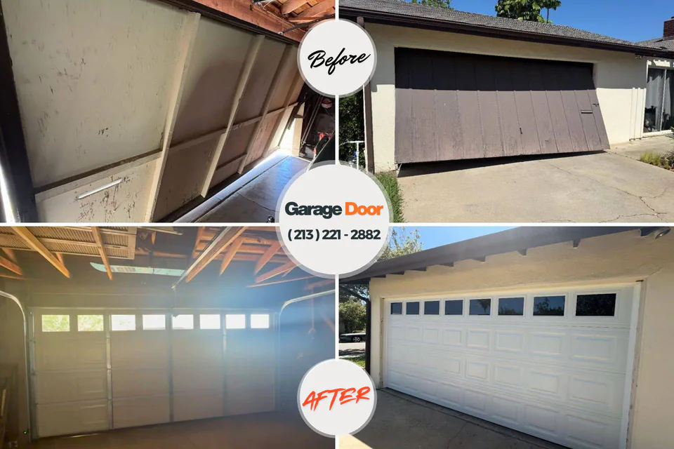 Before and after: garage door repair Siloam Springs, AR